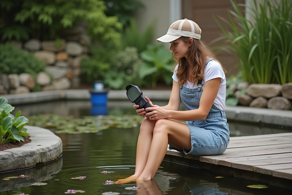 Jeune femme lit un débitmètre près d