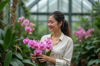 variétés d'orchidées en pleine floraison dans un jardin